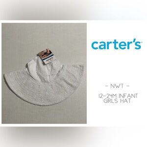 🆕CARTER’S - 12/24M - NWT - INFANT GIRLS WHITE EYELET LACE SUN HAT